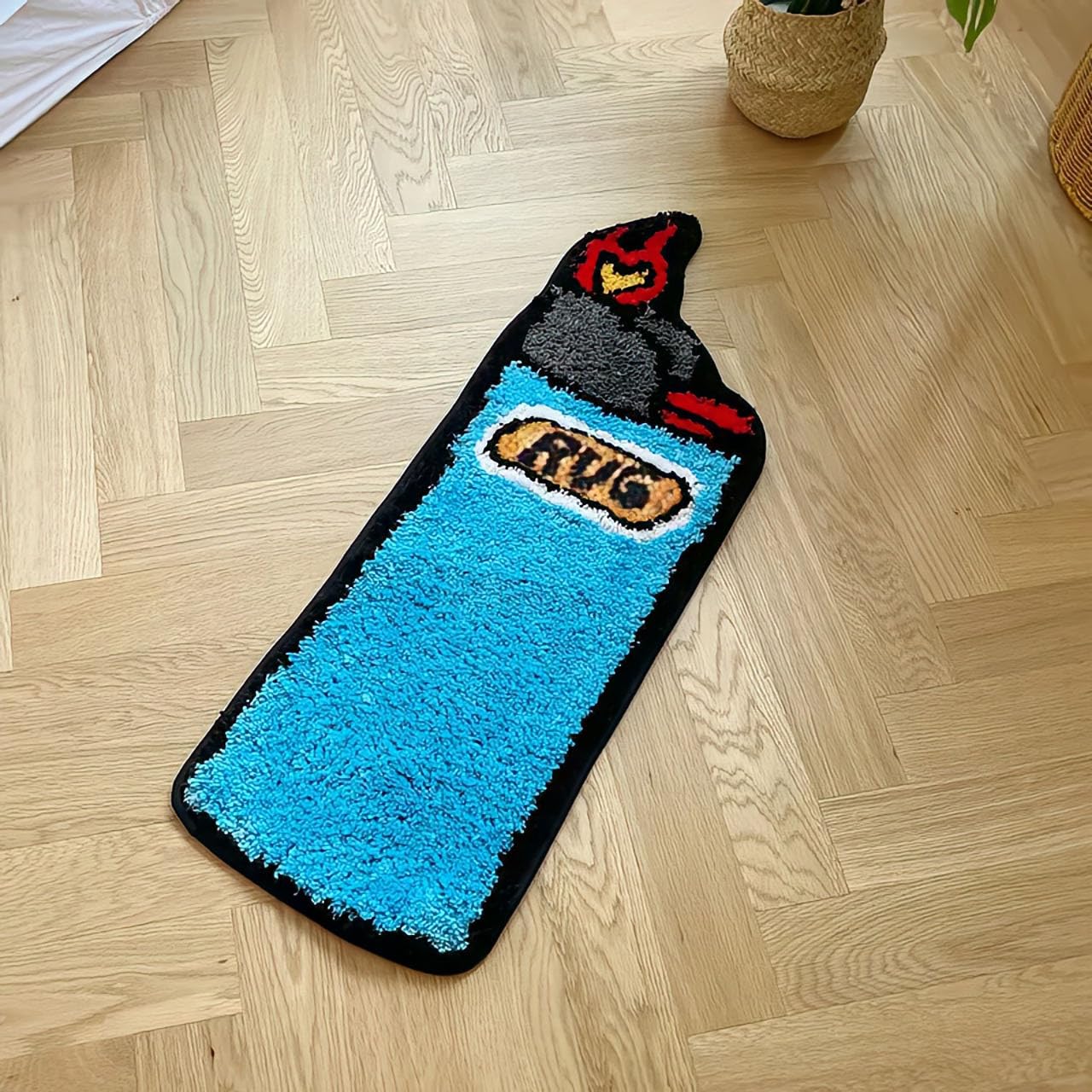 Blue Lighter Tufted Rug Art Rug for Bedroom (31.5X9.4 Inch)
