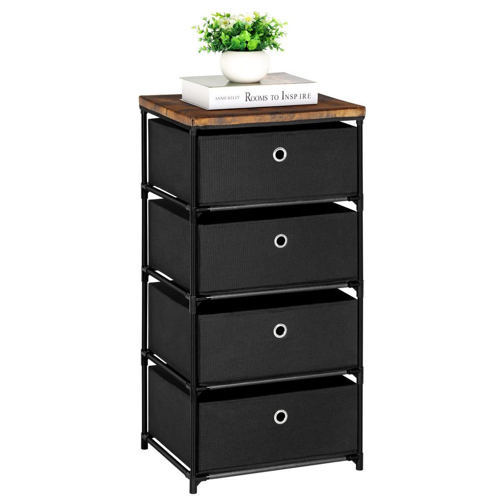 HAITRAL Fabric Storage Chest Drawer Clothes Organizer - 4 Drawers Storage Organizer Unit for Closet Easy Assembly Closet Dresser for Dorm Bedroom Hallway Storage Bins (Black)