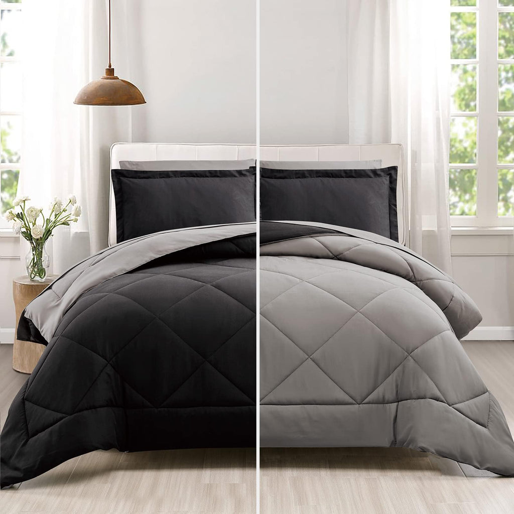 Comforter Set 7 Pieces Bed in a Bag Full/Queen Reversible Bed Set