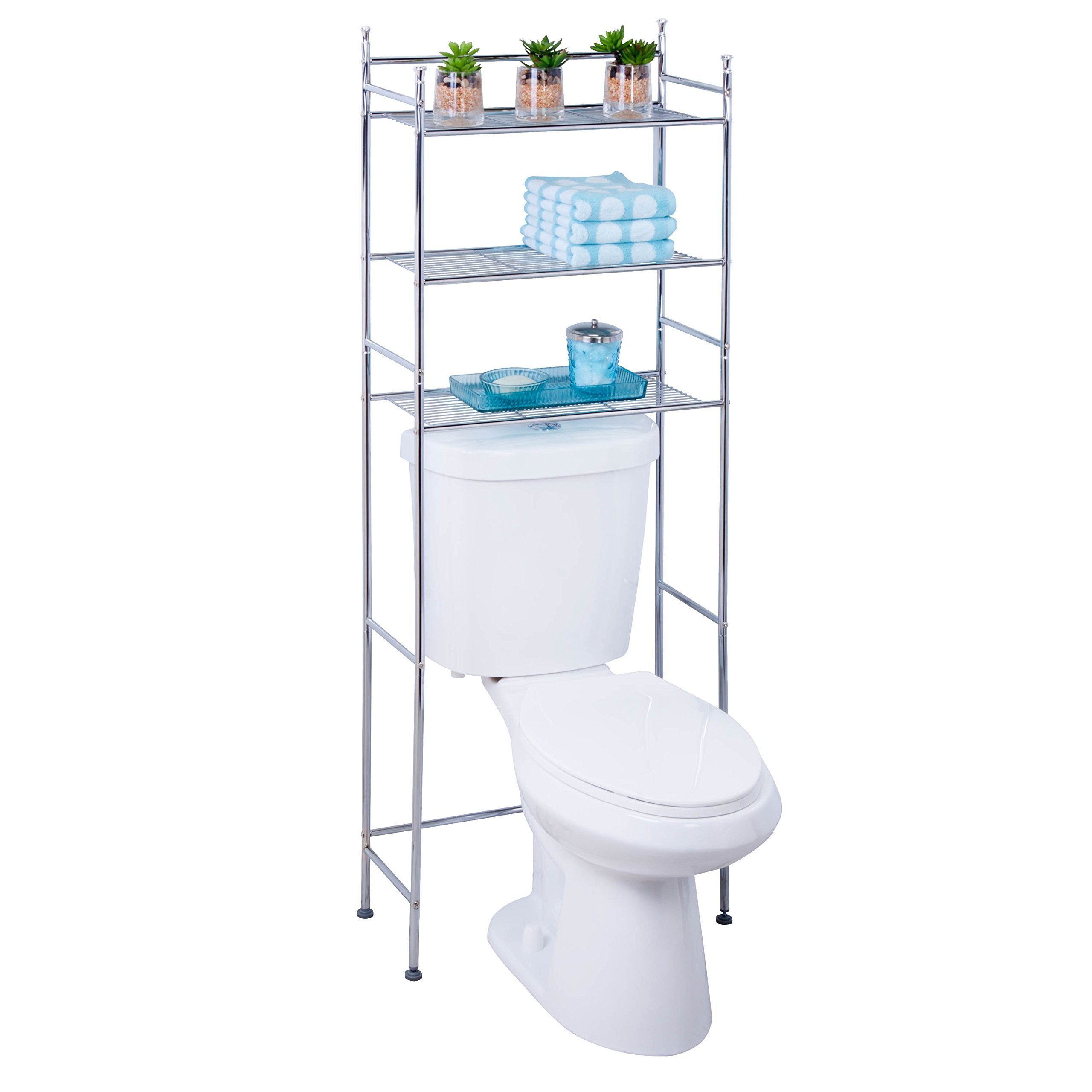 Honey-Can-Do BTH-05079 3-Tier Metal Bathroom Shelf Space Saver 9.45 x 22.83 x 59.84 Chrome