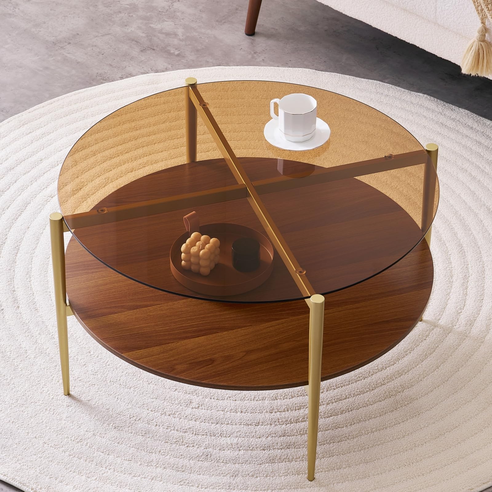 Round Coffee Table Mid-Century Modern Design D30 x H17 for Living Room